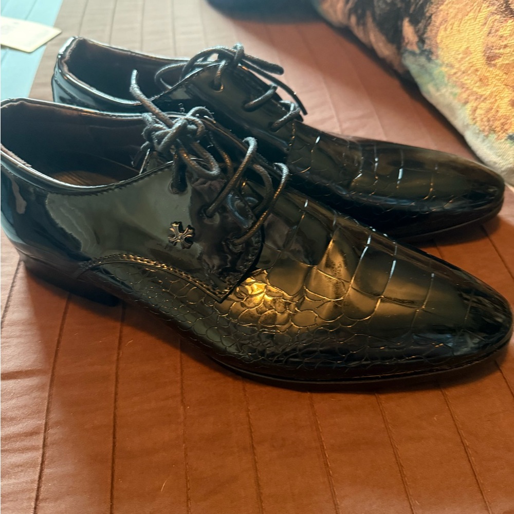 Men's Black Crocodile Pattern Dress Shoes